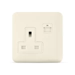فيش مفرد 13 أمبير مع مدخل يو اس بي 2.1 امبير، لون بيج، 7×7 سم | سبكترا