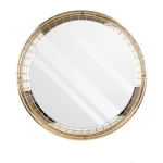 Decorative mirror with golden frame, Dimensions 83×83 cm, golden color.