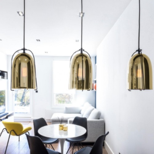 Golden Glass Pendant Light Height 28 cm Diameter 18 cm 2 m Wire | Matkel Store