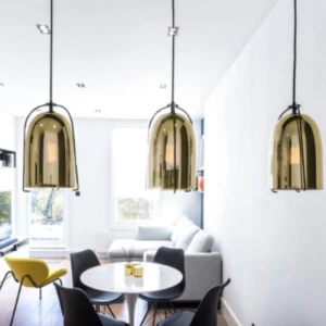 Golden Glass Pendant Light Height 28 cm Diameter 18 cm 2 m Wire | Matkel Store