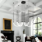 نجفة سقف سداسية ليد تصميم عصري، قطر 1م، لون أسود، موديل 910116