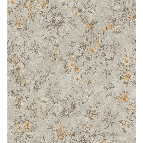 Italian Wall Decoration Floral Wallpaper 10m×1.06m Light Grey | Balbaid Decor Company
