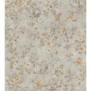 Italian Wall Decoration Floral Wallpaper 10m×1.06m Light Grey | Balbaid Decor Company