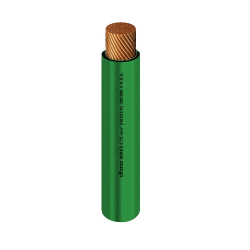 كابل نحاس مرن أحادي النواة معزول PVC 70º شركة الفنار 120 مم² 450/750 فولت 300 قدم أخضر | شركة الفنار