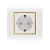 schuko socket With shutter 1 gang 16 Amp Alfanar Model  Omnia Size 7x7 Colour White with Gold Ring