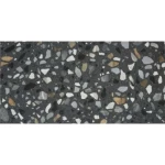 Shiny Spanish porcelain, stone design, black color, dimensions 119x59 cm