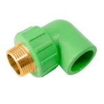 PPR Plastic Elbow with Male Brass Insert Al-Munif Size   20 × 3/4 mm  Pressure 25 Bar  Color  Green