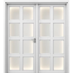 Premium Luxury Wood Entrance Doors Dual 220 × 235 cm 6 cm Thickness Wooden White | Model GPR05