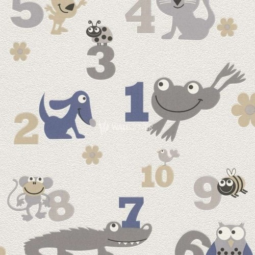 German Wallpaper for Youth and Children 10m x 0.53m Light Gray, Model 503043 | Balbaid Decor Company