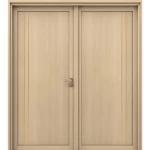 باب ثنائي من الخشب البلاستيكي المركب (WPC)، خشب فاتح، مقاس 220 × 235 سم، سماكة 6 سم، رقم المنتج WPC-GM02