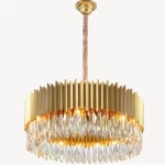 Crystal Chandelier Modern Design, 27 cm Height, Dimensions 85x85 cm, Gold Color
