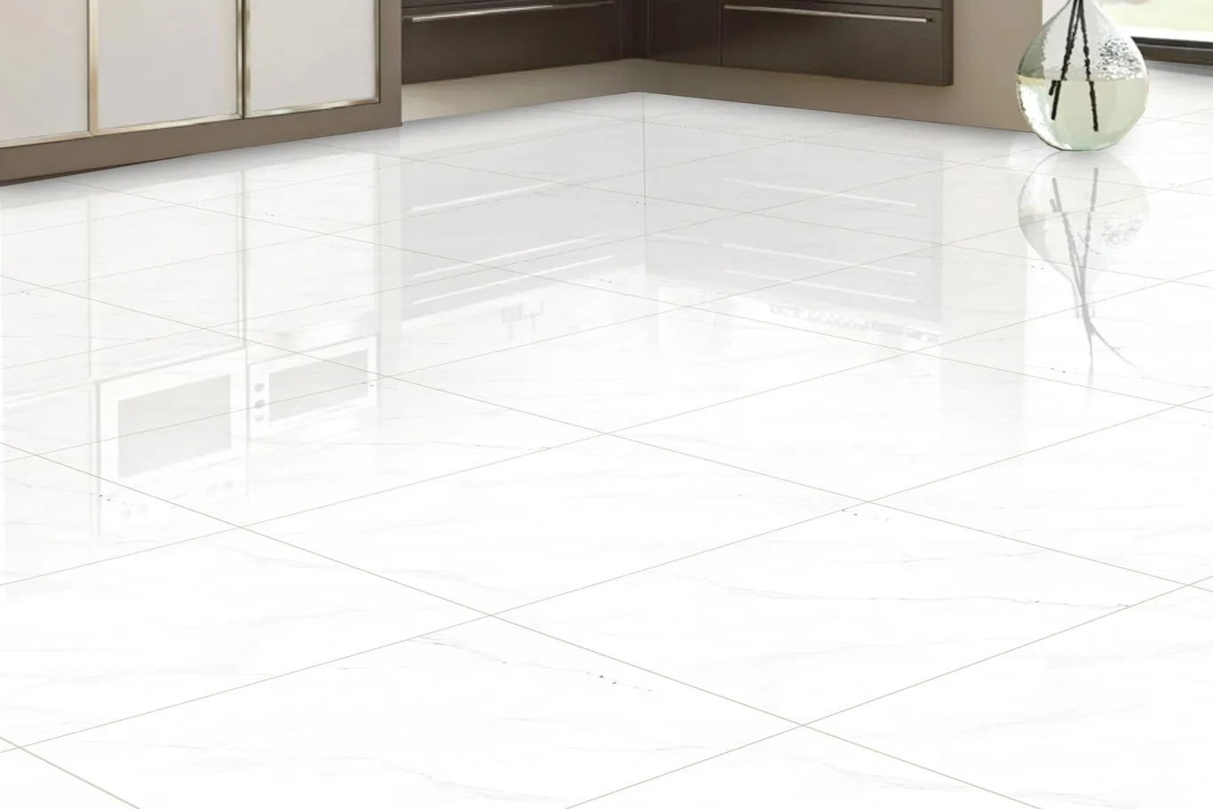 Floor Porcelain Tiles 60x60 cm, White Color, Statuario Model | Abyat Company