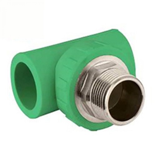 PPR Plastic Tee Male Threaded 20 mmx3/4 inch, 25 bar, Green | Al mona for innovative pipe solutions