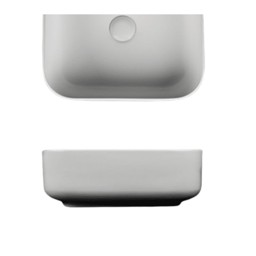 Square Ceramic Counter Top Wash Basin 39.5x39x14 cm, Matte White | Hatch Company