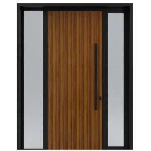 Aluminum Exterior Entrance Door Weatherproof Black with Brown, Model 80 | 