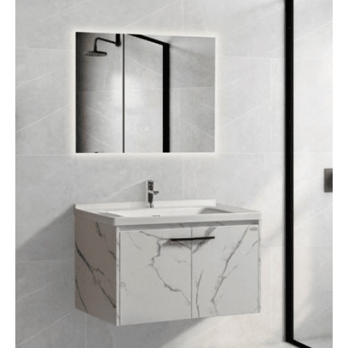 Decorative Wooden Washbasin 60x48x46 cm with LED Mirror | Albayt Alaniq Sanitary Tools