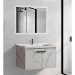 Decorative Wooden Washbasin Width 60 cm, Height 48 cm, Depth 46 cm, with LED Mirror,