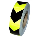 شريط سلامة لاصق  لون اصفر×اسود مقاس 4متر/25بوصه   المادة بلاستيك