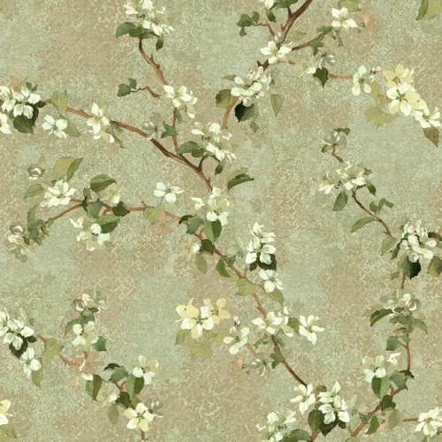 American Wallpaper Floral Design Green Color, Size 10mx0.53m, Model TB4218 | Balbaid Decor Company