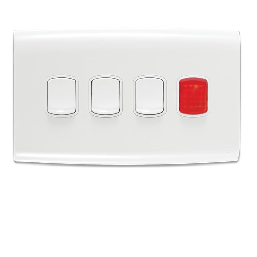 Electrical Light Switch 3 Gang with LED 10 Amp 14x7 cm White | Al Fanar
