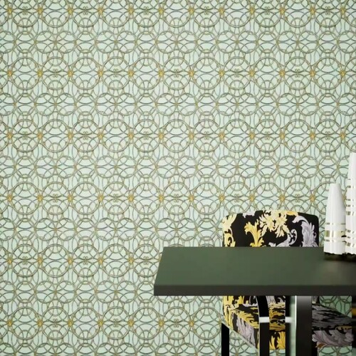 ورق جدران تصميم هندسي، مقاس 10 م×50 سم، لون اخضر | 