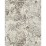 Leaf-patterned wall covering pale beige, length 10m, width 1.06 m, model 46704