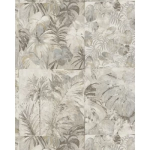 Leaf-patterned Wallpaper Pale Beige 10m x 1.06m, Model 46704 | Balbaid Decor Company