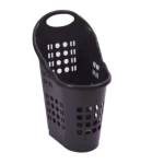 عربة تسوق بلاستيك بولي ايثيلين بعجلات، مقاس 82×40×45 سم، رمادي غامق اللون، رمز المنتج QO8IM