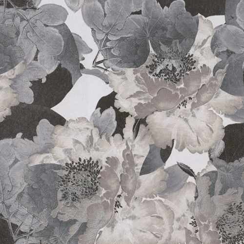 Floral Wallpaper 10m x 0.53m Grey Color, Glass House Model | Abyat Company
