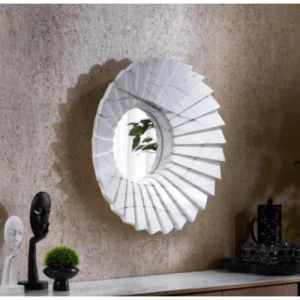 مرايا ديكور مقاس 70×70×8 سم، لون ابيض، تصميم جزيرة | شركة ابيات