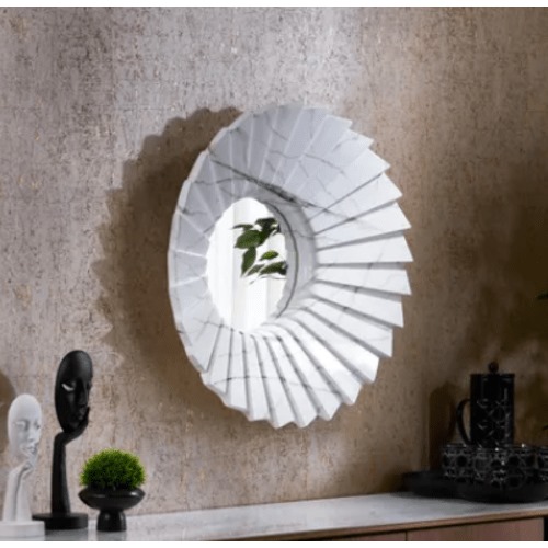 Decorative Mirrors Size 70x70x8 cm, White Color, Island Design | Abyat Company