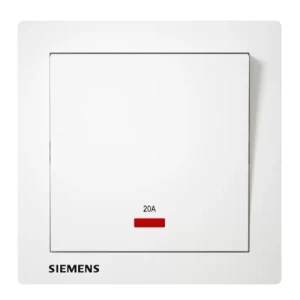 20A 1 Gang Double Pole Switch with Neon Indicator White 86x86mm 250V | Siemens