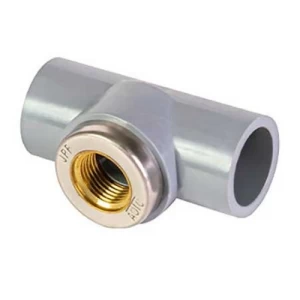 TEE 90° Slip x FPT with Brass Insert Schedule 80 3/4×1/2×3/4 Inch Light Gray | Al-Jawdah Industrial Complex