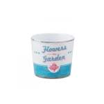 حوض نباتات زينة سيراميك، قطر 7 سم، لون ابيض مع ازرق 