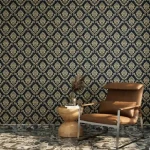 ورق جداري بتصميم كلاسيكي ازرق داكن، طول 10 م، عرض 50 سم