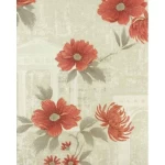Floral wall covering, beige with red color, length 10m, width 0.53m, model number 32469