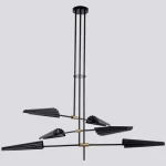 Ceiling Chandelier, Black Color, Size 125x150 cm, Cable Length 1500 mm, 6 Bulbs