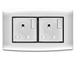 فيش كهرباء مزدوج بمفتاحين ثنائى القطب 13 أمبير  الفنار موديل أمنية المقاس  7x14 اللون فضى بحلقة سوداء