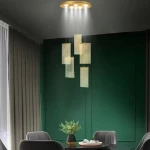 Golden Metal Chandelier, Height 100 cm, Diameter 40 cm, Model 580010