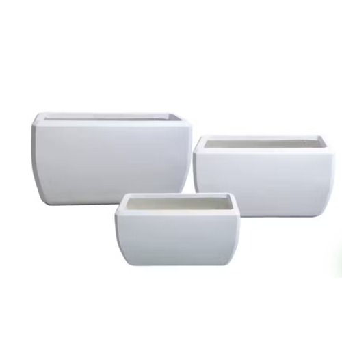 Small Round White Fiberglass Plant Pot 60x26x33 cm | Zahrat Al Rayyan Establishment