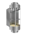 Arched Glass lift, 1600 KG, 21 passenger, 1.5 m/s speed, steel casing with Central light