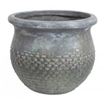 وعاء زينة فايبر أسمنتي، مقاس 35×40 سم، .لون أخضر طحلبي