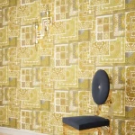 ورق جدران تصميم شرقي، مقاس 10 م×50 سم، لون اصفر