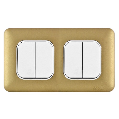 10 Amp 4 Gang 1 Way Light Switch, Gold Color, 7×14cm, 250V | Spectra
