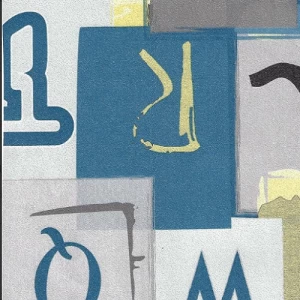 Vinyl Wallpaper Youthful Design 10m×53cm Blue Gray Yellow | Luxury line