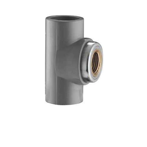 TEE 90° Slip x FPT Brass Insert PVC Schedule 80 ½x½ inch Height 76.25 mm Dark Gray | Chanal Company for investments