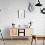 Plain Vinyl Wall Covering , Length 15.6 meters, Width 106 cm, Gray Color 