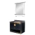 Bathroom Cabin with Sink and Mirror, Size 100 cm, Black Color with Gold Decoration