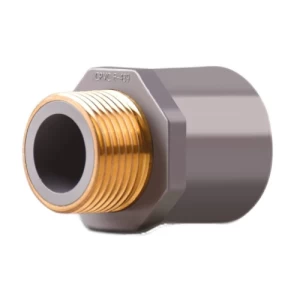جلبة بلاستيك CPVC بسن نحاس خارجي جدول 80 3P Pipe مقاس ½ × ½ إنش لون رمادي فاتح | مصنع الخليجية للصناعات البلاستيكية