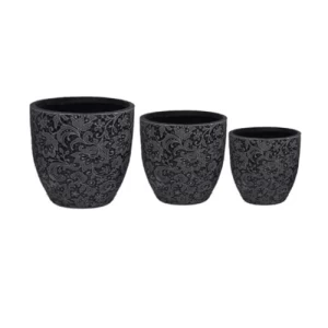 Fiberglass Plant Pot Width 24.5 cm Depth 25 cm Height 25 cm Black | Zahrat Al Rayyan Establishment